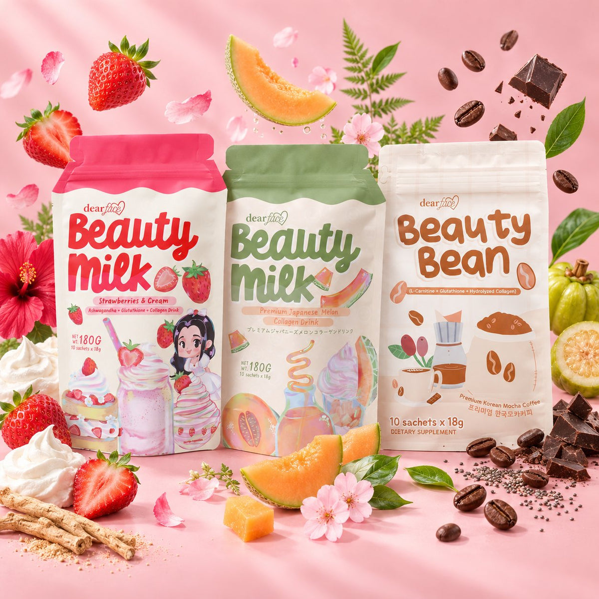 Dear Face beauty milk daily balance trio ingredients