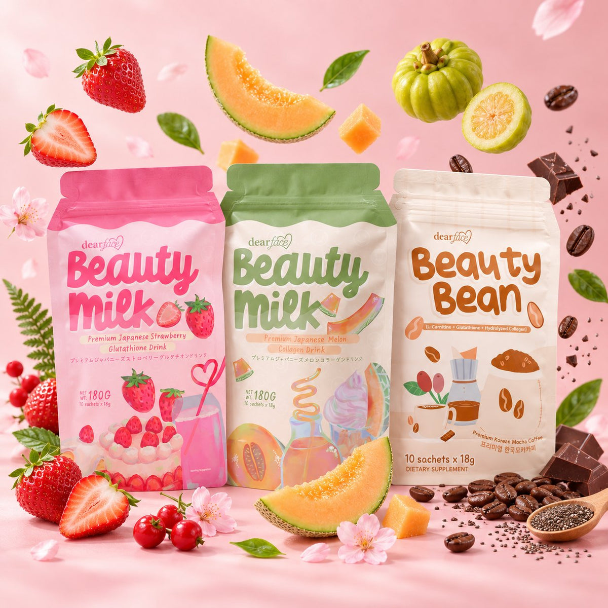 Dear Face beauty milk ichigo melon mocha ingredients