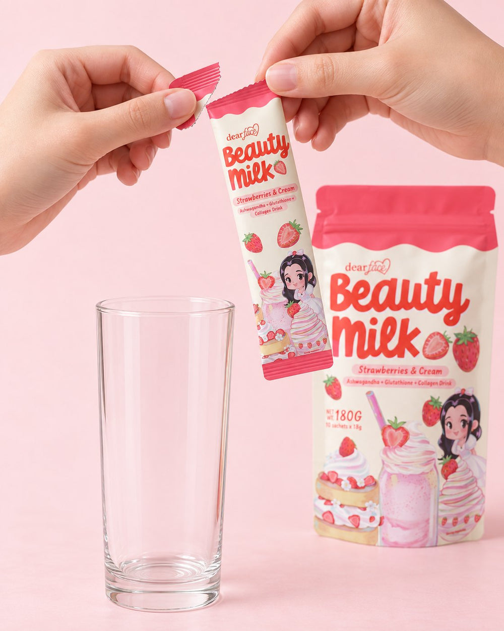 Dear Face strawberries cream how to use step 1