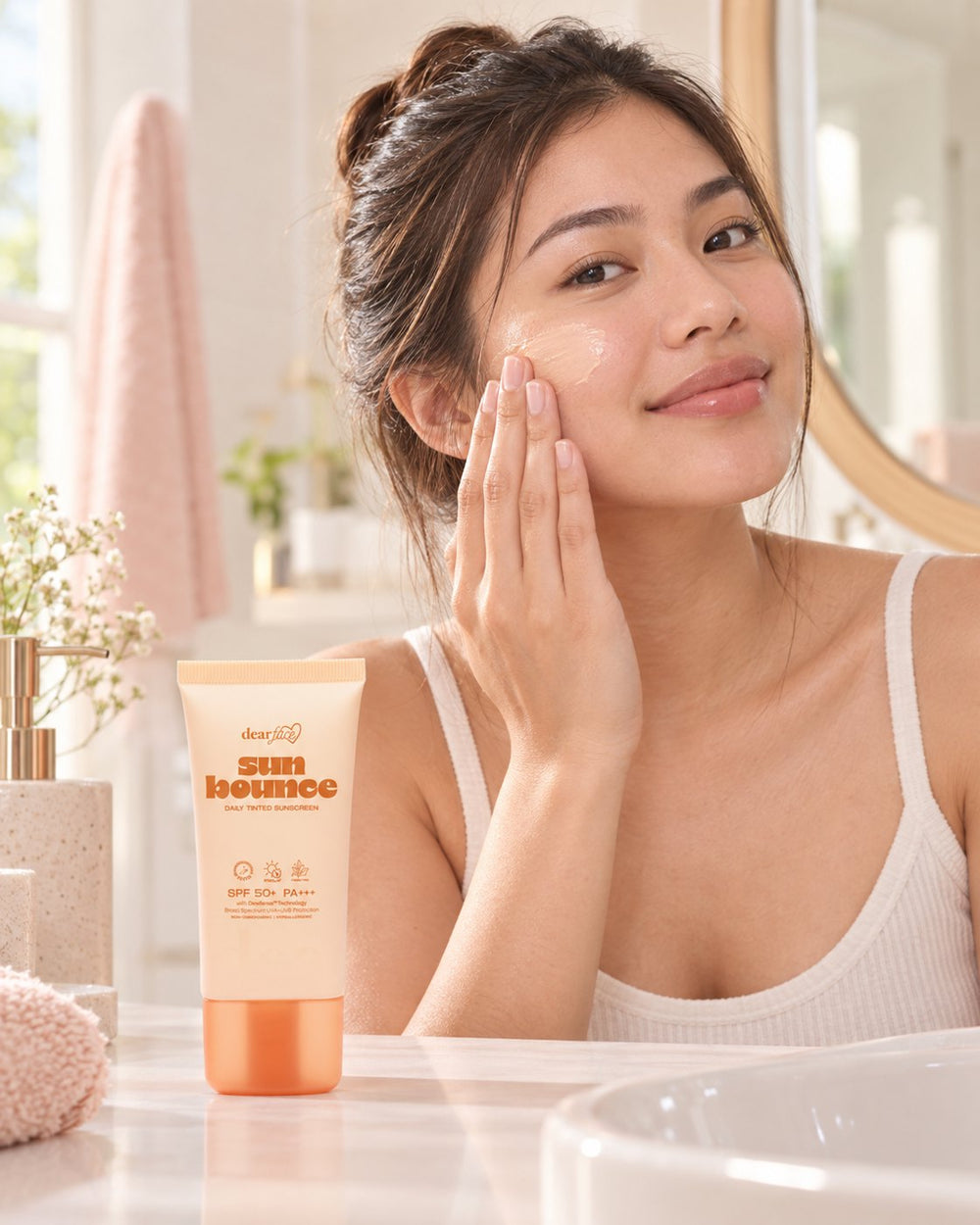 Dear Face sunbounce daily tinted sunscreen 50ml how to use step 2